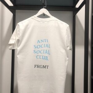 Anti Social Social Club White Tee with Light Blue Back Print